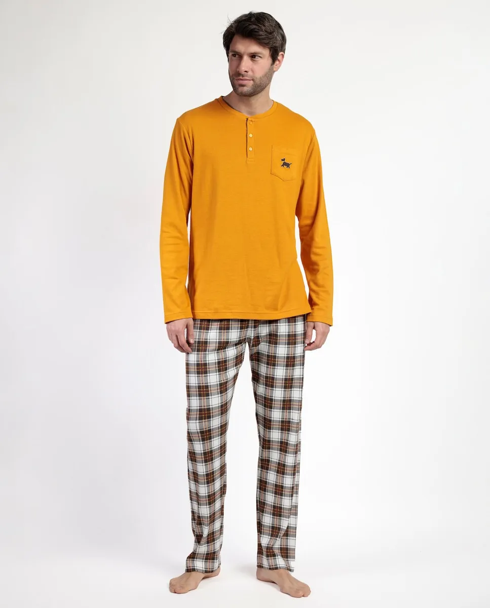 Мужская пижама длинная из хлопкового трикотажа цвета горчицы Admas
Мужская пижама длинная из хлопкового трикотажа цвета горчицы Admas