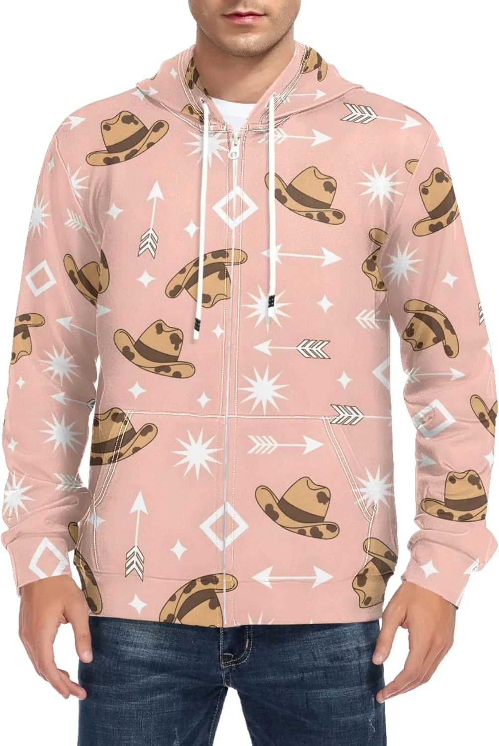 Толстовка с капюшоном на молнии, мужская, с принтом "ковбойские шляпы, стрелы, звезды" CUPADA
Толстовка с капюшоном на молнии, мужская, с принтом "ковбойские шляпы, стрелы, звезды" CUPADA