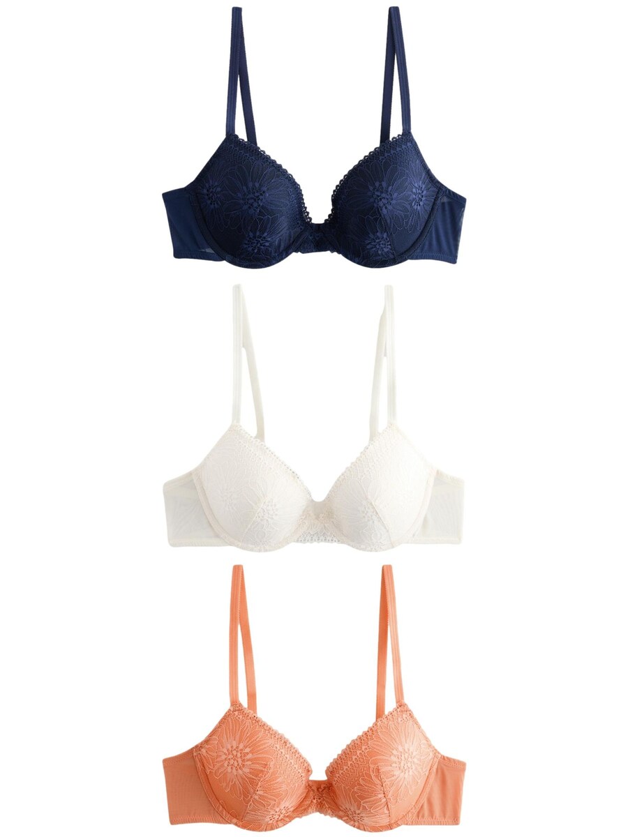 Бюстгальтер пуш-ап Next, цвет Navy/Orange/White 
Бюстгальтер пуш-ап Next, цвет Navy/Orange/White