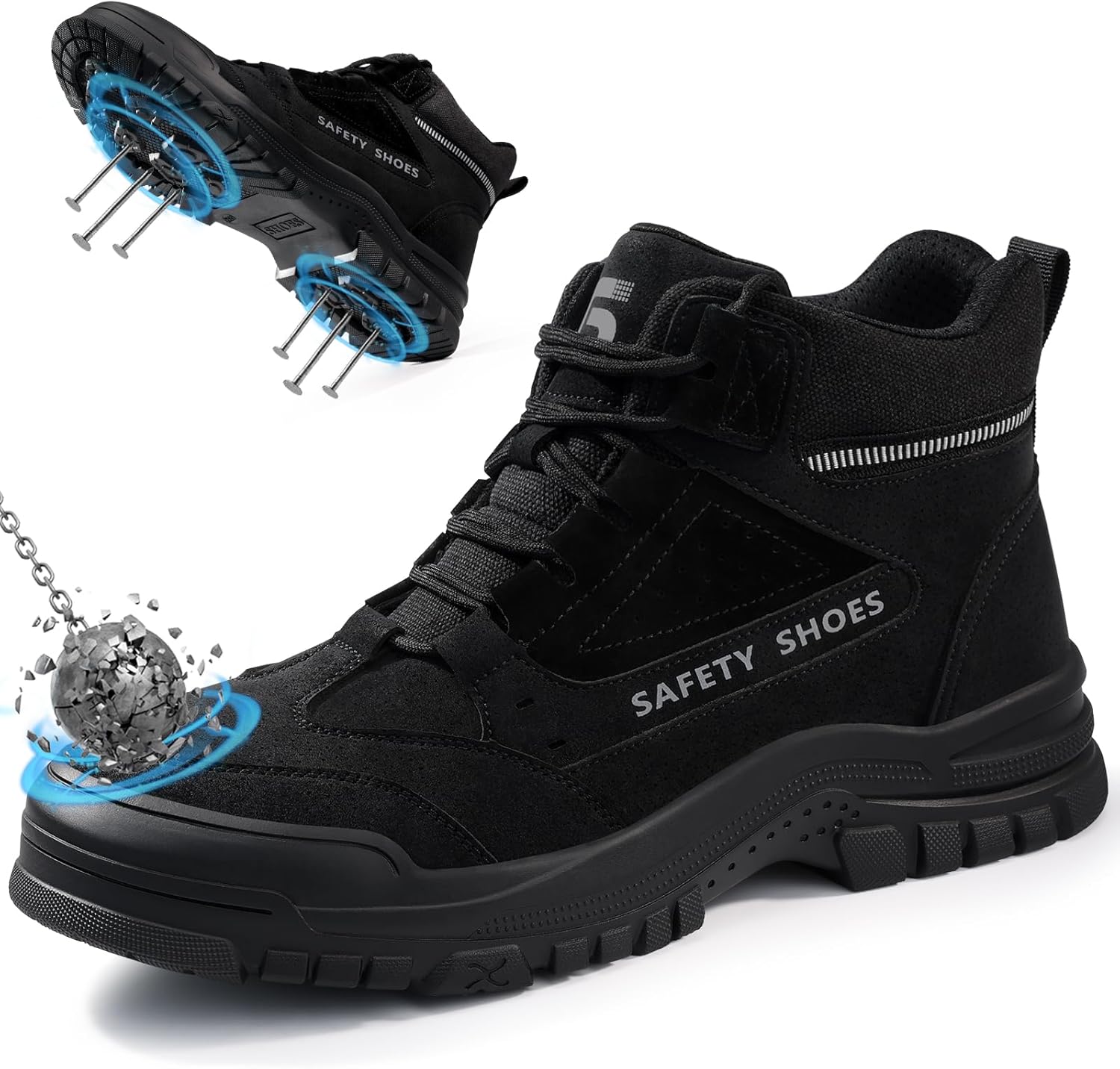 Ботинки с стальным носком для мужчин - высокие защищенные проколами безопасные ботинки - промышленная обувь для рабочих - удобные ботинки для строительства Langtan, черный
Ботинки с стальным носком для мужчин - высокие защищенные проколами безопасные ботинки - промышленная обувь для рабочих - удобные ботинки для строительства Langtan, черный