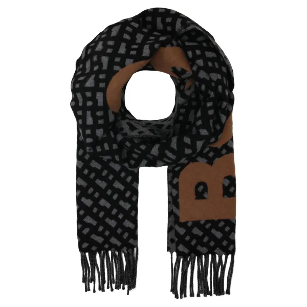 Двусторонний шарф Танай с добавлением шерсти Boss, черный 
Двусторонний шарф Танай с добавлением шерсти Boss, черный