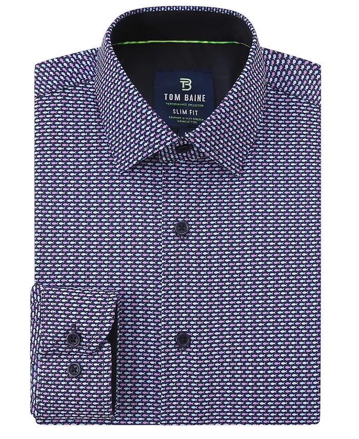 Мужская облегающая рубашка с длинным рукавом Performance с принтом Tom Baine, синий
Мужская облегающая рубашка с длинным рукавом Performance с принтом Tom Baine, синий