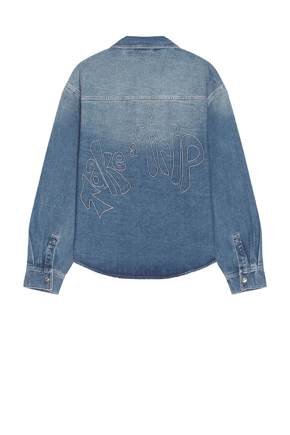 Рубашка с контрастной строчкой "Take a trip" от House Of Sunny, blue wash 
Рубашка с контрастной строчкой "Take a trip" от House Of Sunny, blue wash