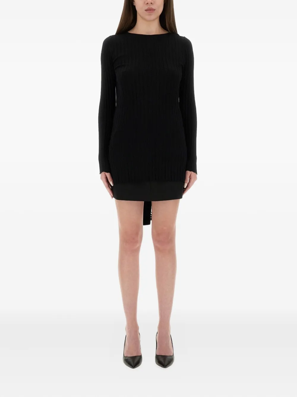 Трикотажное мини-платье с ребристой вязкой и завязкой Moschino Jeans, черный
Трикотажное мини-платье с ребристой вязкой и завязкой Moschino Jeans, черный