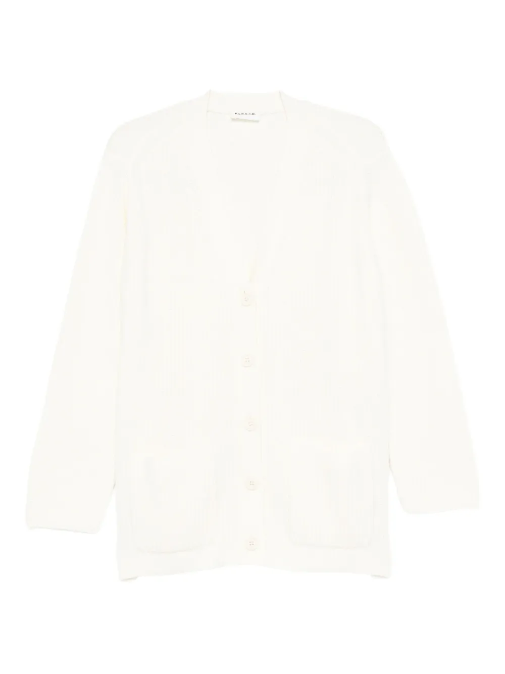 Кардиган в рубчик с накладными карманами P.A.R.O.S.H., белый
Кардиган в рубчик с накладными карманами P.A.R.O.S.H., белый