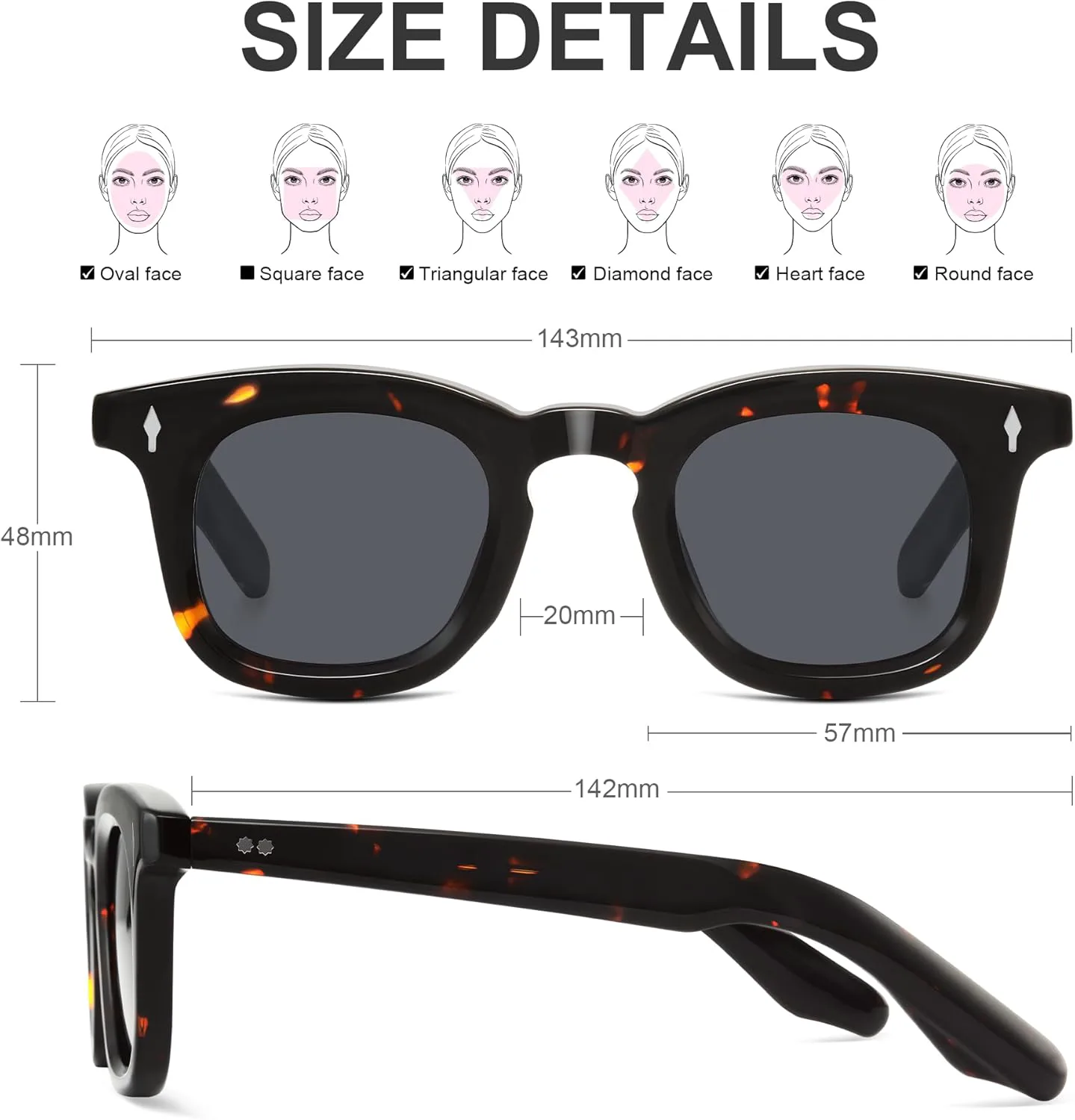 Квадратные поляризованные солнцезащитные очки из ацетата для женщин, винтажные женские солнцезащитные очки, модная легкая оправа Foliful, A01-tortoise Black/Grey Lens
Квадратные поляризованные солнцезащитные очки из ацетата для женщин, винтажные женские солнцезащитные очки, модная легкая оправа Foliful, A01-tortoise Black/Grey Lens