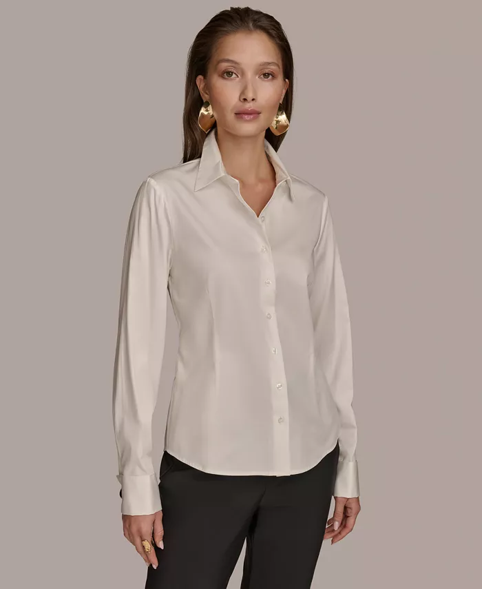 Женская рубашка на пуговицах с металлической фурнитурой на манжетах Donna Karan New York, белый
Женская рубашка на пуговицах с металлической фурнитурой на манжетах Donna Karan New York, белый