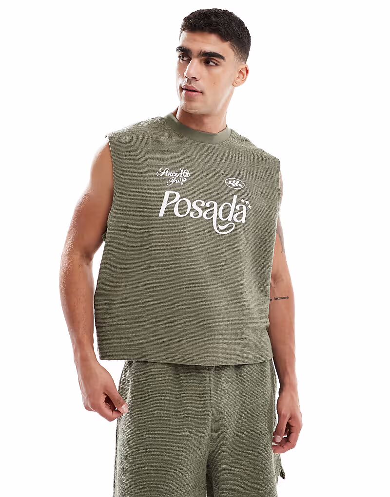 Майка свободного кроя с надписью ASOS DESIGN coord из плотной ткани цвета хаки плотностью 290 г/м² 
Майка свободного кроя с надписью ASOS DESIGN coord из плотной ткани цвета хаки плотностью 290 г/м²