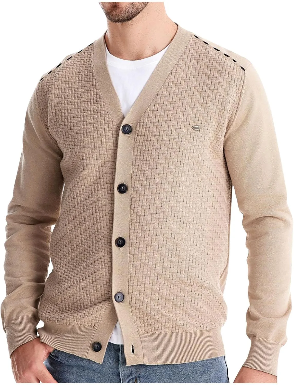 Кардиган Dgoopd для мужчин с воротником стойкой и карманами
Кардиган Dgoopd для мужчин с воротником стойкой и карманами