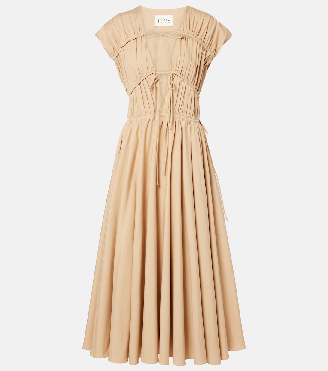 Платье миди Ceres из хлопка с присборенным верхом Tove, Soft Camel 
Платье миди Ceres из хлопка с присборенным верхом Tove, Soft Camel