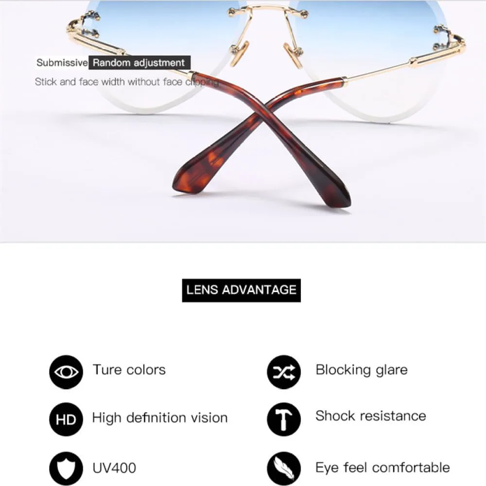 Модные безободковые солнцезащитные очки-пилот с градиентным переходом цвета, женские, для путешествий и пляжа, защита от ультрафиолета UV400 UOVSAW, C6 Blue
Модные безободковые солнцезащитные очки-пилот с градиентным переходом цвета, женские, для путешествий и пляжа, защита от ультрафиолета UV400 UOVSAW, C6 Blue