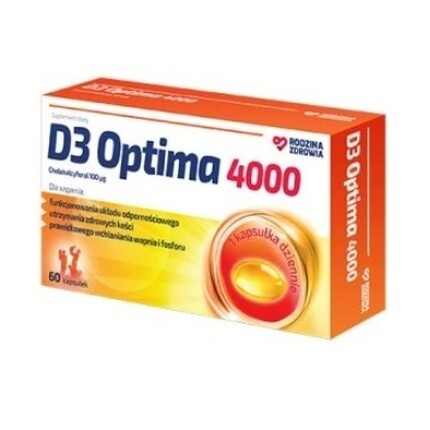 D3 Optima 4000 - 60 капсул с длительным сроком годности Family Health
D3 Optima 4000 - 60 капсул с длительным сроком годности Family Health