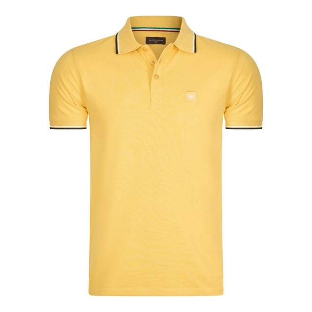 Поло из пике с аппликацией из нержавеющей стали Cappuccino Italia, желтый 
Поло из пике с аппликацией из нержавеющей стали Cappuccino Italia, желтый