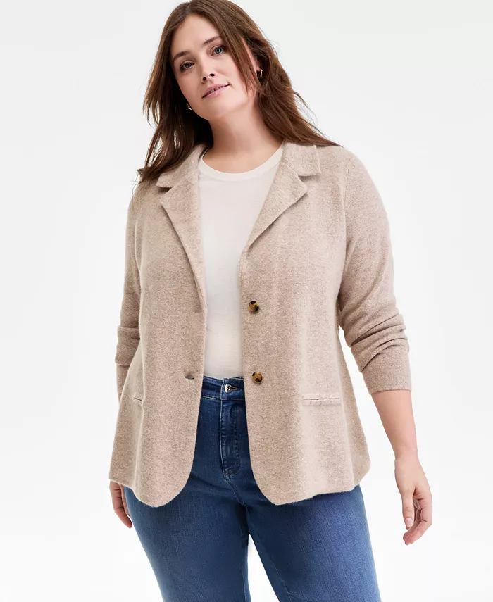 Блейзер больших размеров из 100% кашемира Charter Club, коричневый/бежевый
Блейзер больших размеров из 100% кашемира Charter Club, коричневый/бежевый