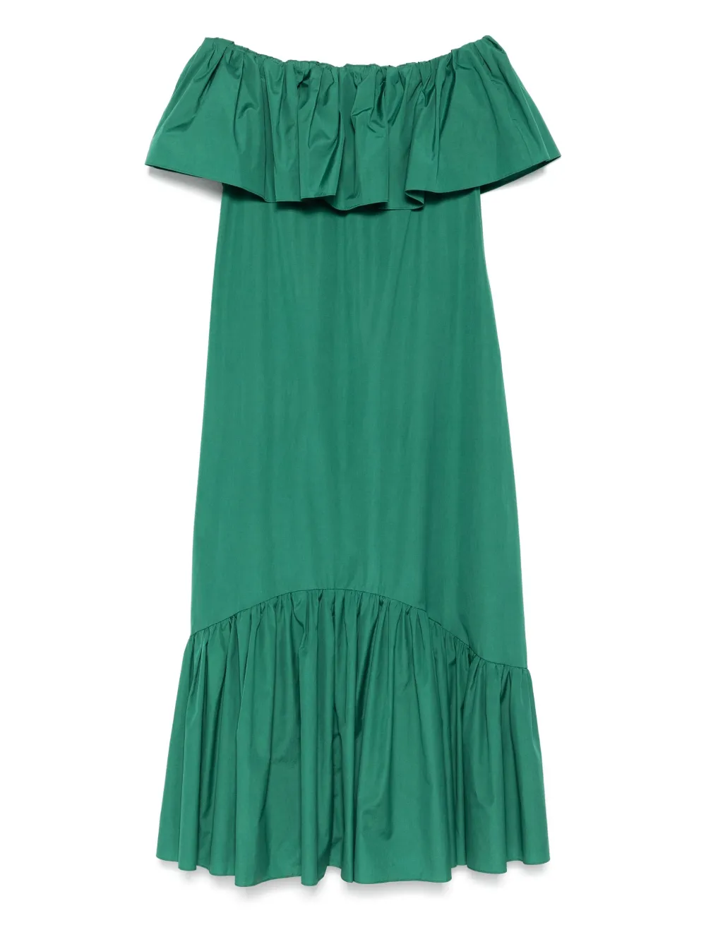 Платье с открытыми плечами и оборками MAX MARA, зеленый 
Платье с открытыми плечами и оборками MAX MARA, зеленый