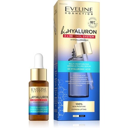 Biohyaluron 3X Retinol System Мульти увлажняющая сыворотка для лица против старения 18 мл, Eveline Cosmetics
Biohyaluron 3X Retinol System Мульти увлажняющая сыворотка для лица против старения 18 мл, Eveline Cosmetics