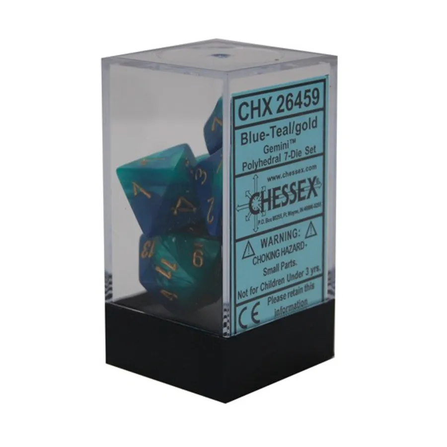 Полисетка синего и бирюзового цвета с золотом (7), Dice - Gemini - Poly Sets (Chessex)
Полисетка синего и бирюзового цвета с золотом (7), Dice - Gemini - Poly Sets (Chessex)