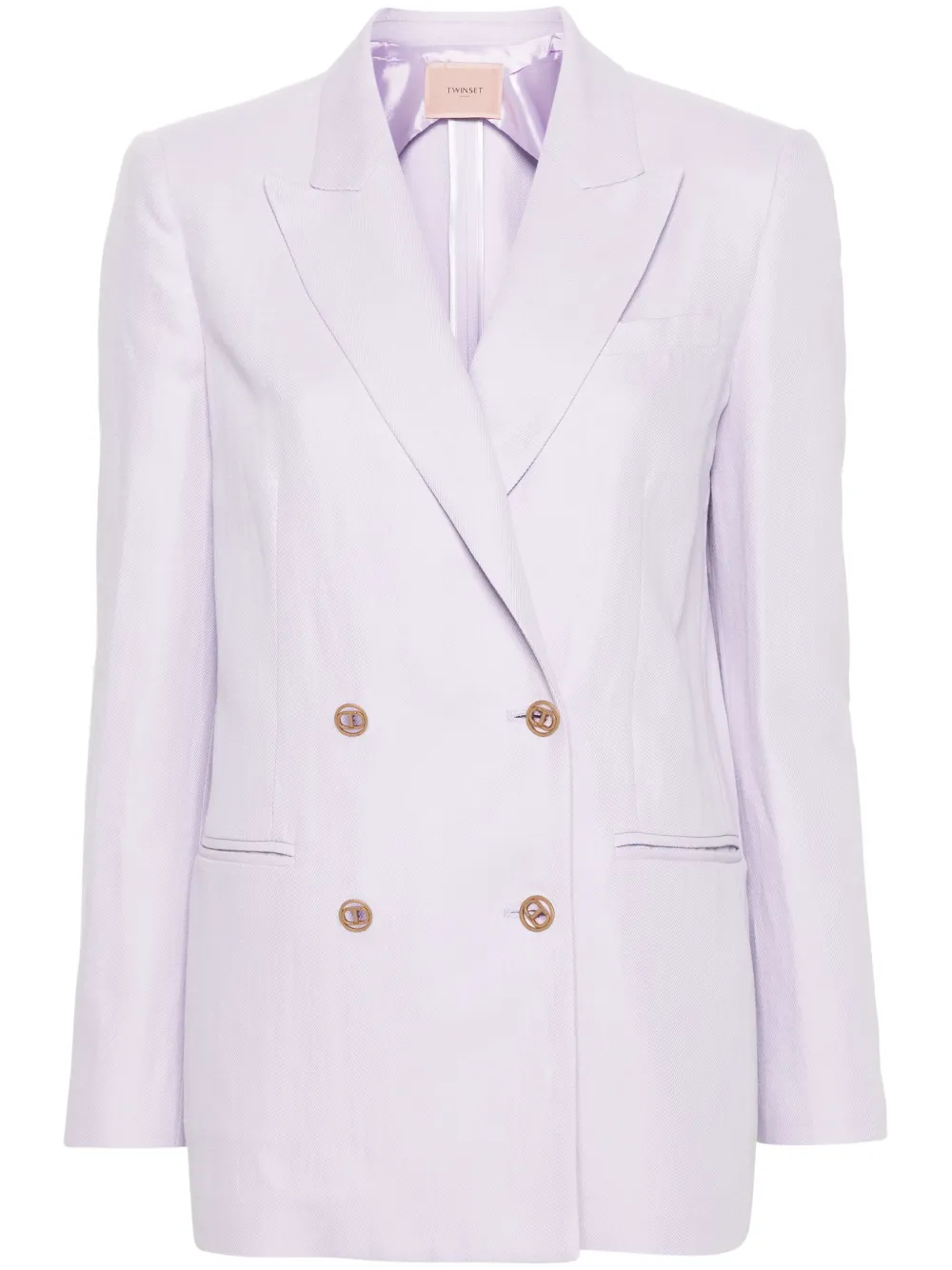Двубортный пиджак с логотипом TWINSET, фиолетовый
Двубортный пиджак с логотипом TWINSET, фиолетовый