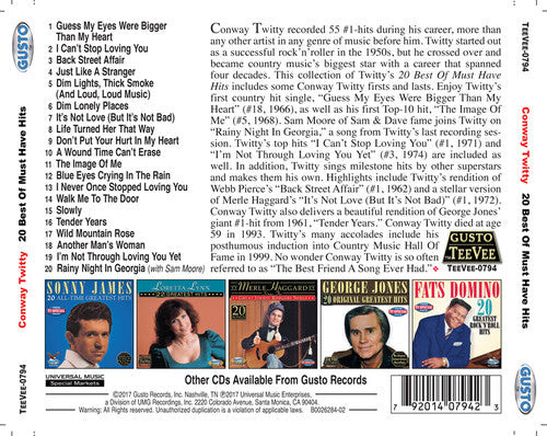 CD диск Twitty, Conway: 20 Best Of Must Have Hits
CD диск Twitty, Conway: 20 Best Of Must Have Hits