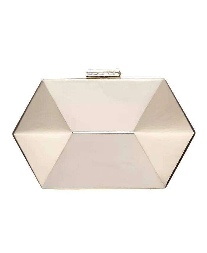 Сумочка Minaudiere с геометрическим зеркалом и металлическим лаком Nina, серебряный