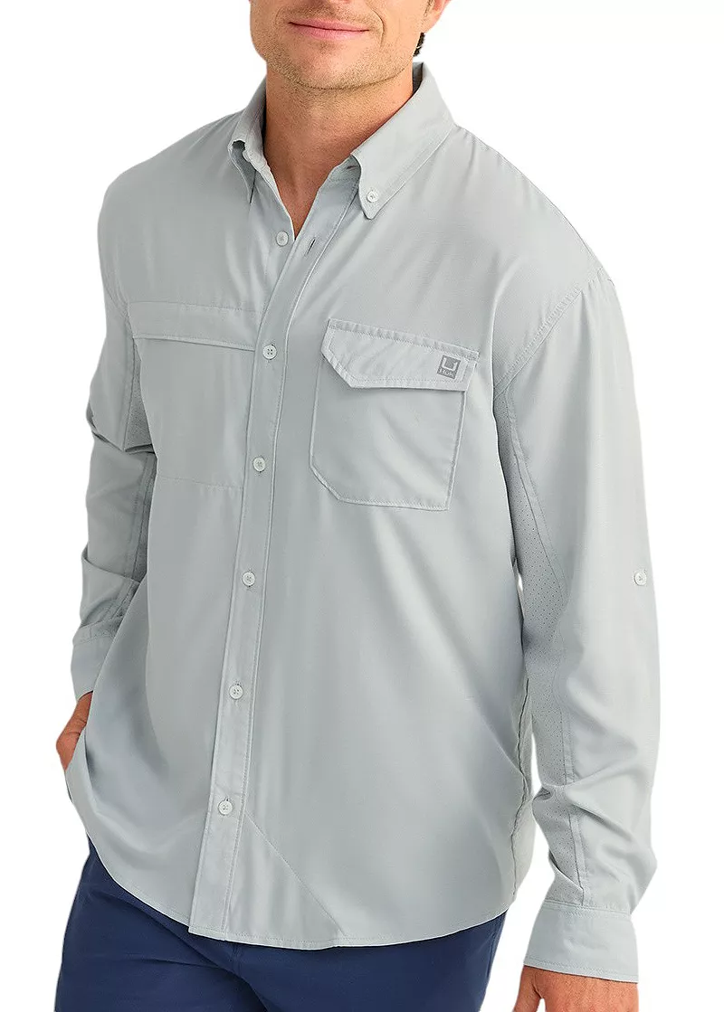 HUK Мужская рубашка на пуговицах с длинным рукавом Tide Point, цвет Harbor Mist 
HUK Мужская рубашка на пуговицах с длинным рукавом Tide Point, цвет Harbor Mist