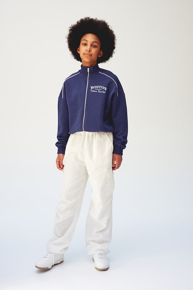 Брюки парашюты из смеси льна H&M, белый 
Брюки парашюты из смеси льна H&M, белый