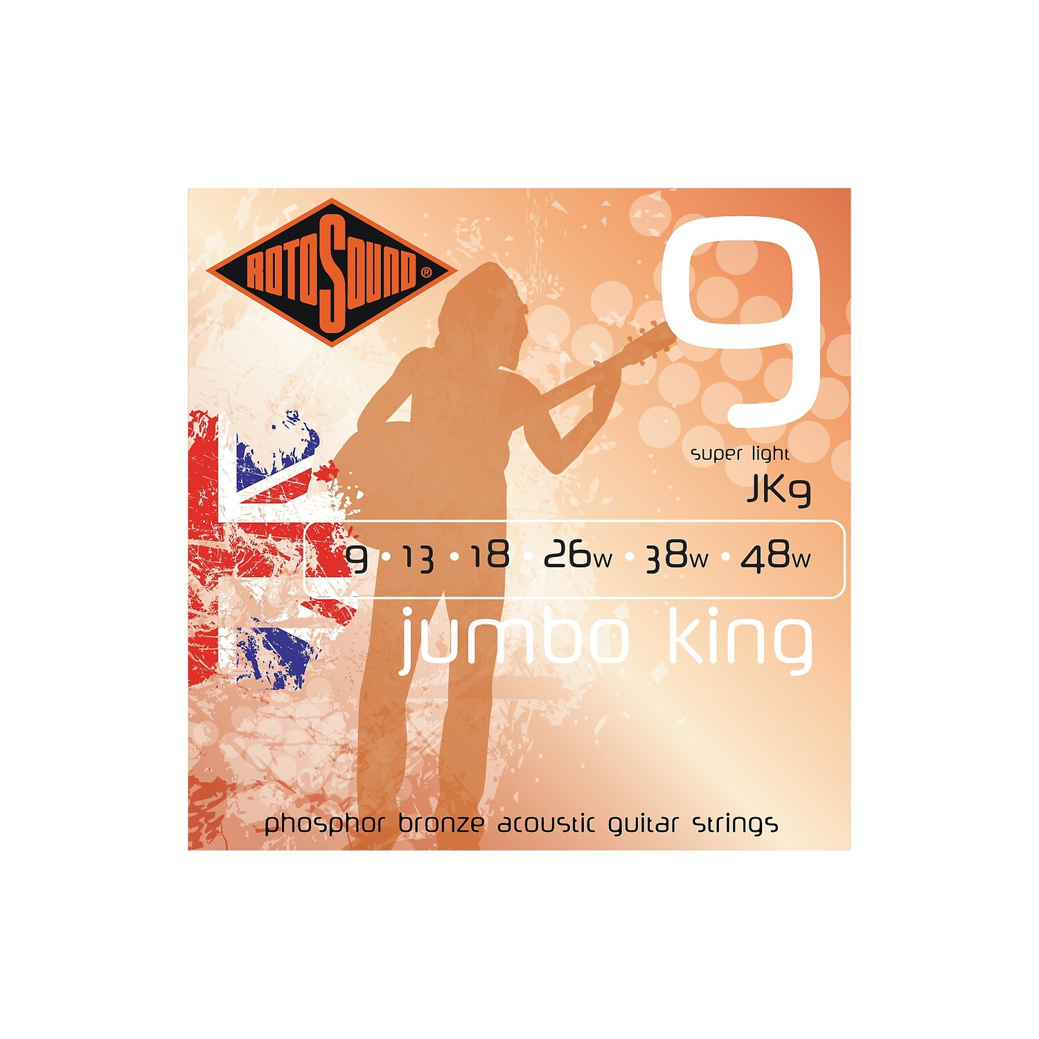 Струны для акустической гитары Rotosound Jumbo King Super Light из фосфористой бронзы
Струны для акустической гитары Rotosound Jumbo King Super Light из фосфористой бронзы