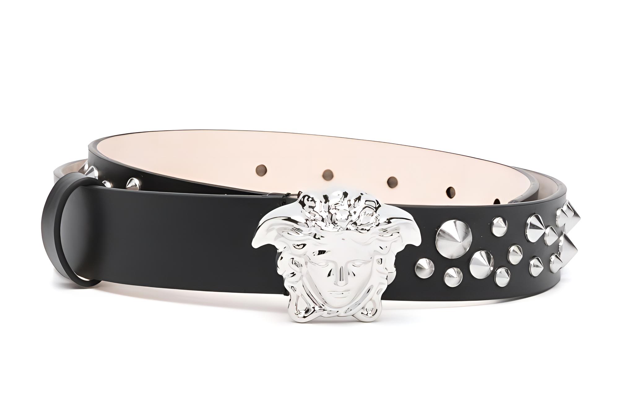 Ремень Medusa с шипами VERSACE, черный
Ремень Medusa с шипами VERSACE, черный