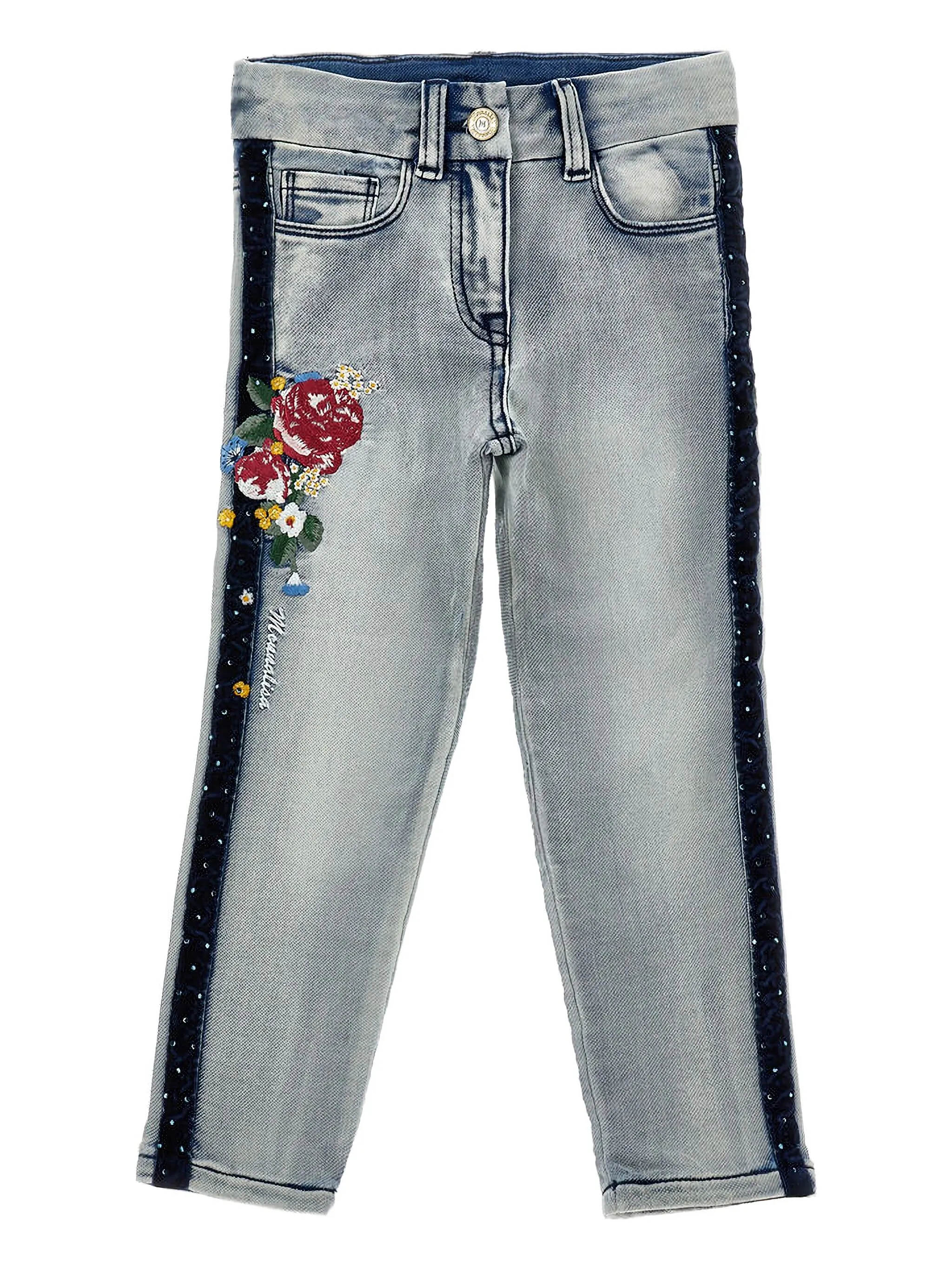 Джинсы с цветочной вышивкой Monnalisa, синий
Джинсы с цветочной вышивкой Monnalisa, синий