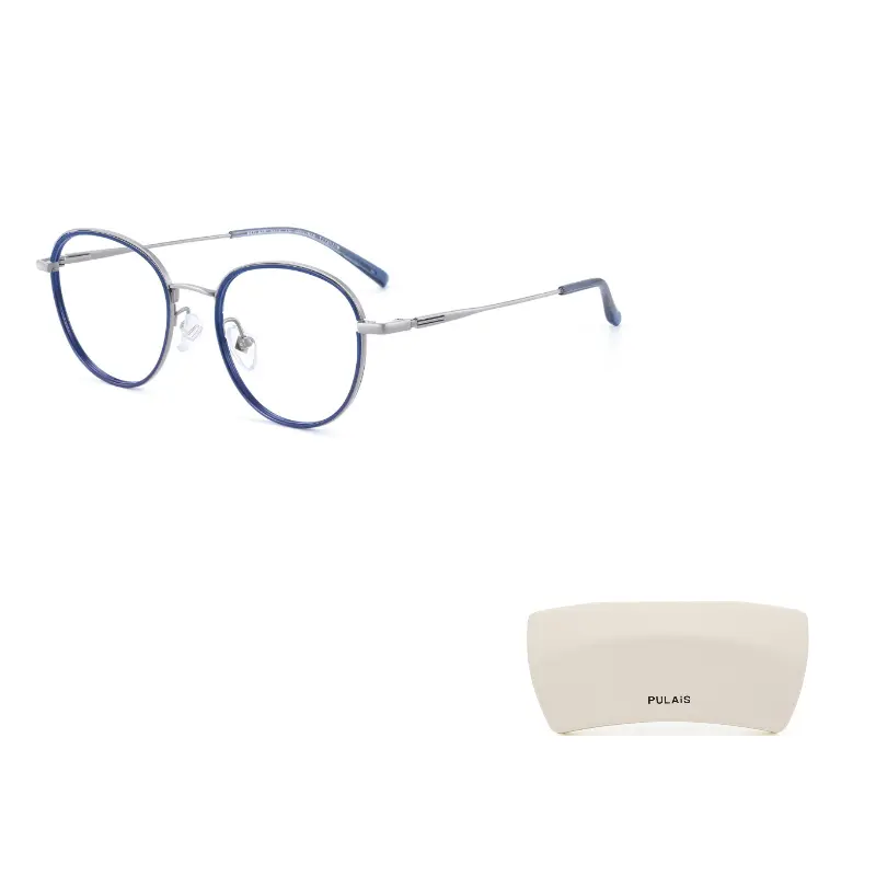 PULAIS Круглая оправа для очков из бета-титана унисекс, HK3031-C4 Cold Silver Blue 
PULAIS Круглая оправа для очков из бета-титана унисекс, HK3031-C4 Cold Silver Blue