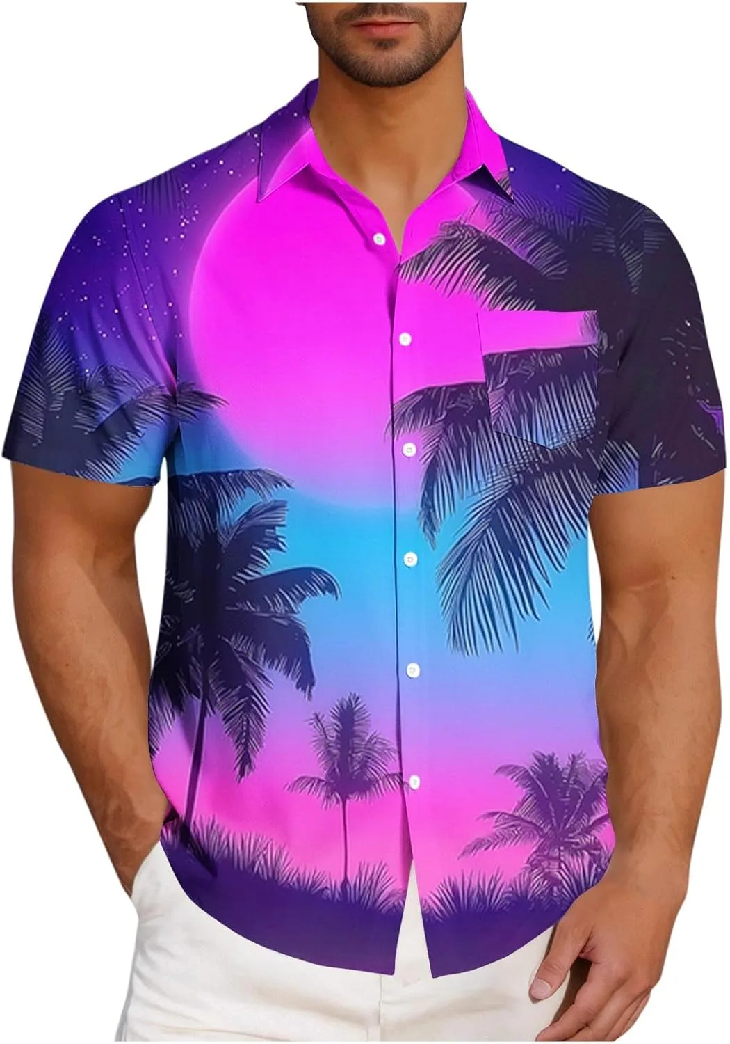 Мужская гавайская рубашка с принтом, короткий рукав, летняя
Мужская гавайская рубашка с принтом, короткий рукав, летняя