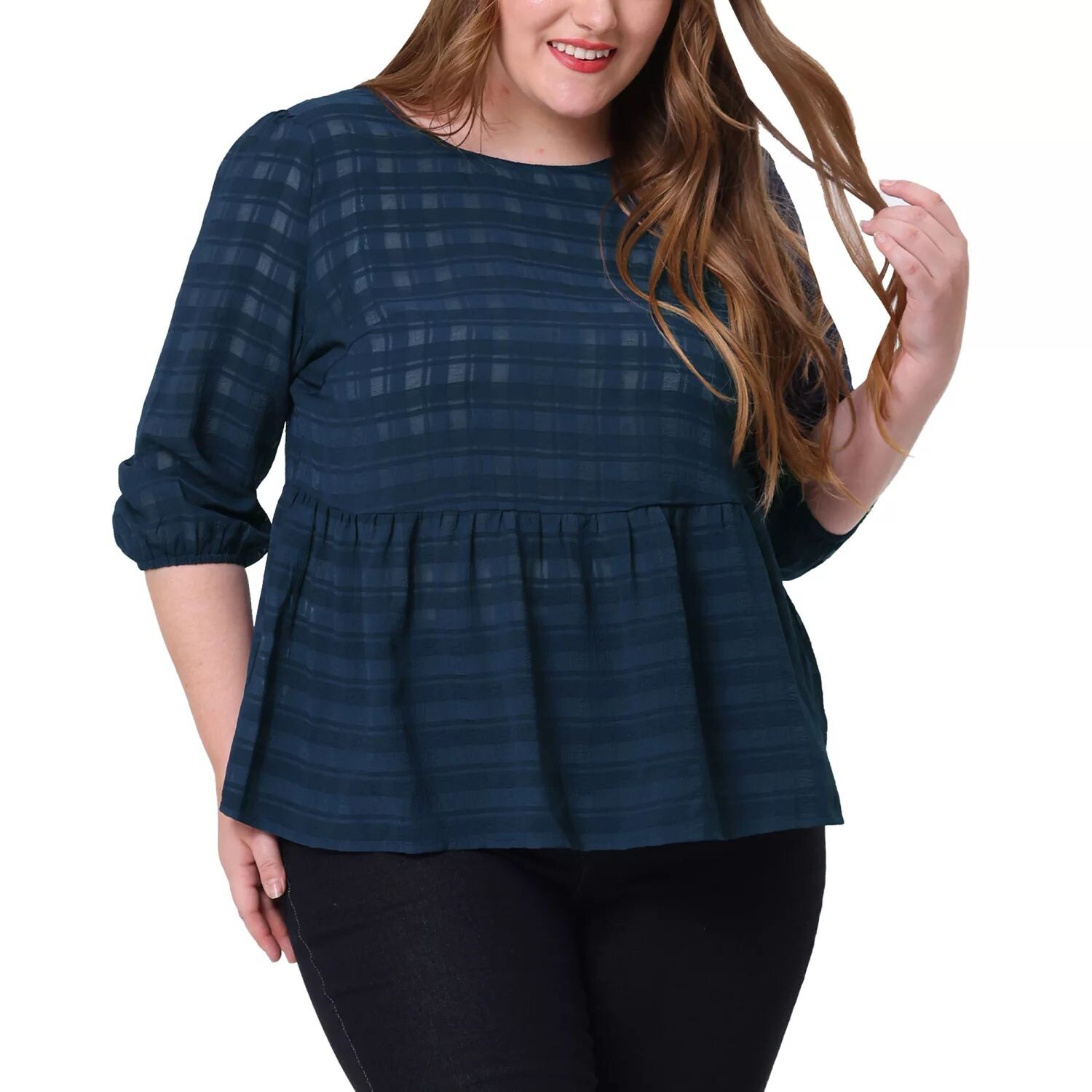 Женская блузка с баской и оборками на талии, рукавами-буфами размера 3/4 Agnes Orinda, синий
Женская блузка с баской и оборками на талии, рукавами-буфами размера 3/4 Agnes Orinda, синий