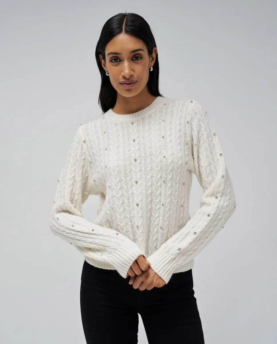 Женский свитер с блестящими аппликациями Salsa Jeans, бежевый
Женский свитер с блестящими аппликациями Salsa Jeans, бежевый