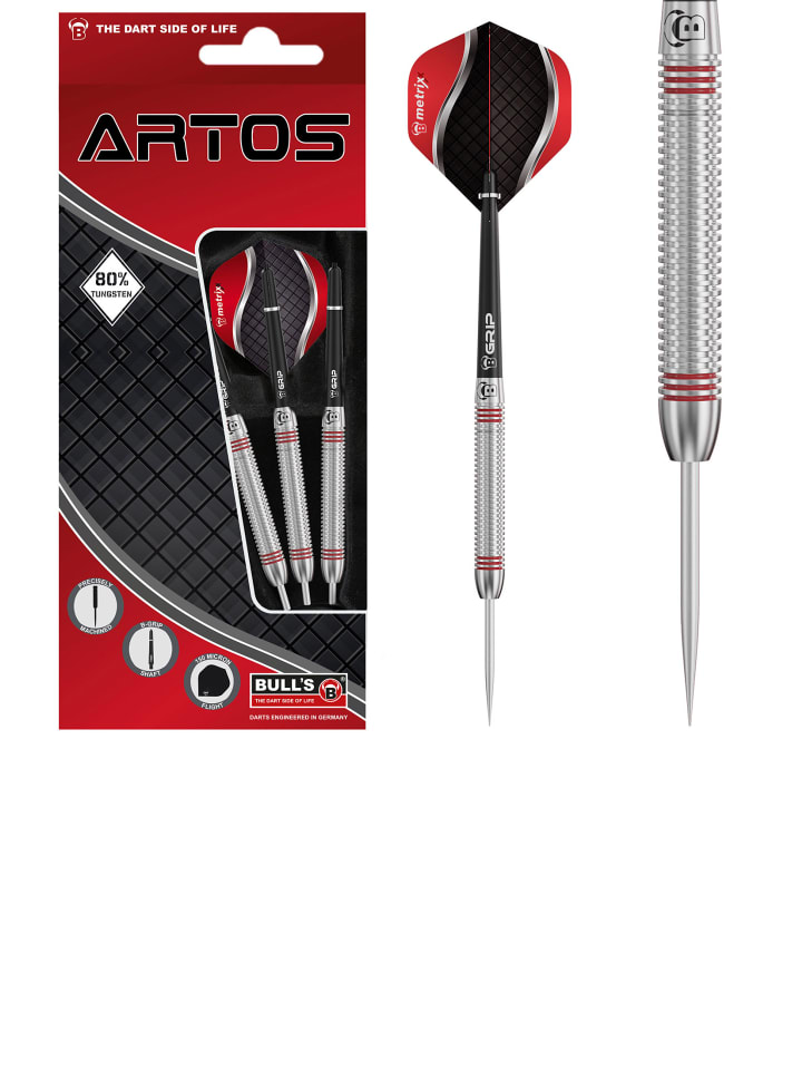 BULLS Набор стальных дротиков Artos AR3, 80% вольфрамовых дротиков, для начинающих, в красном цвете Artos
BULLS Набор стальных дротиков Artos AR3, 80% вольфрамовых дротиков, для начинающих, в красном цвете Artos