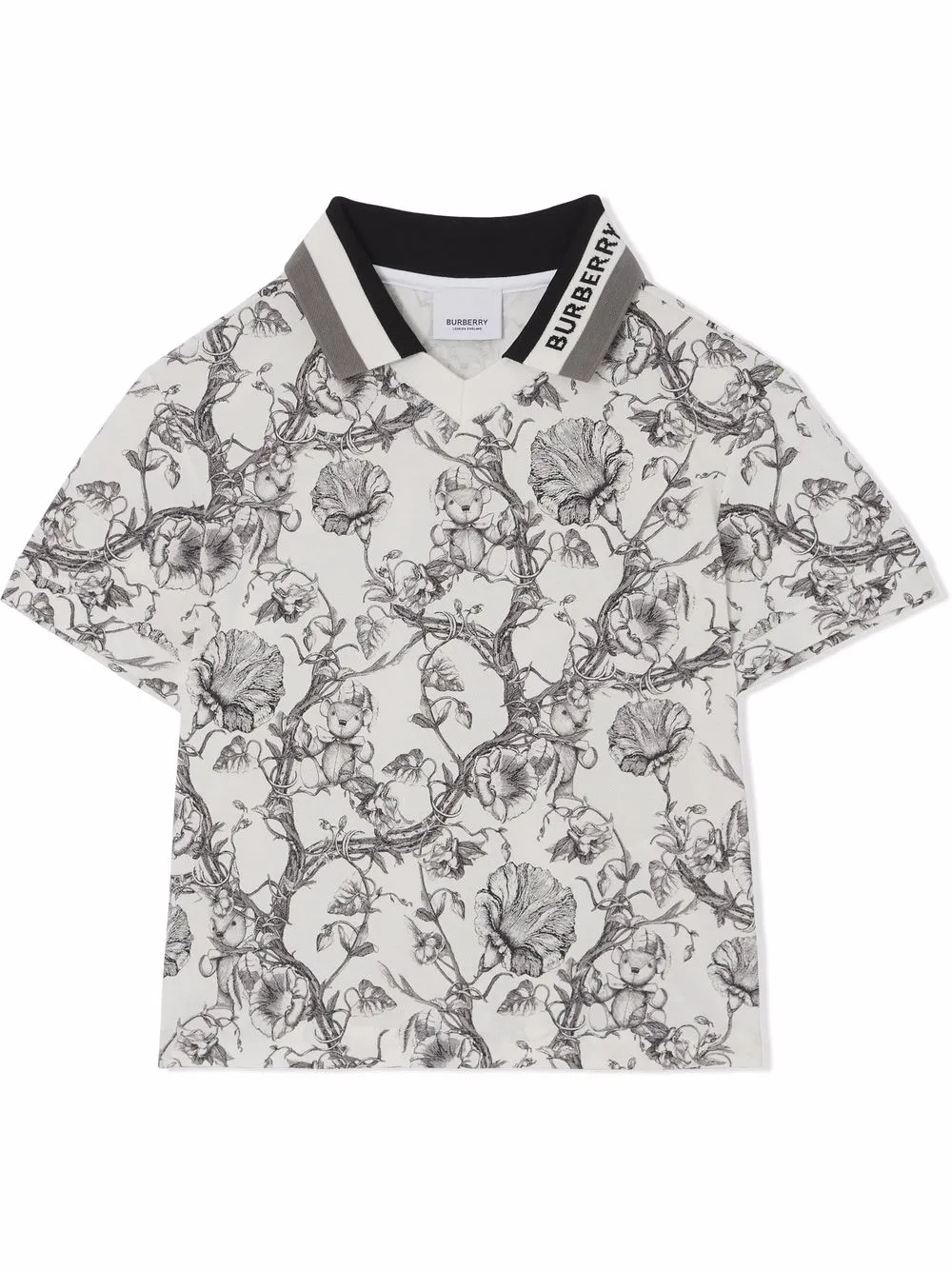 Рубашка поло с цветочным принтом Burberry Kids, черный
Рубашка поло с цветочным принтом Burberry Kids, черный