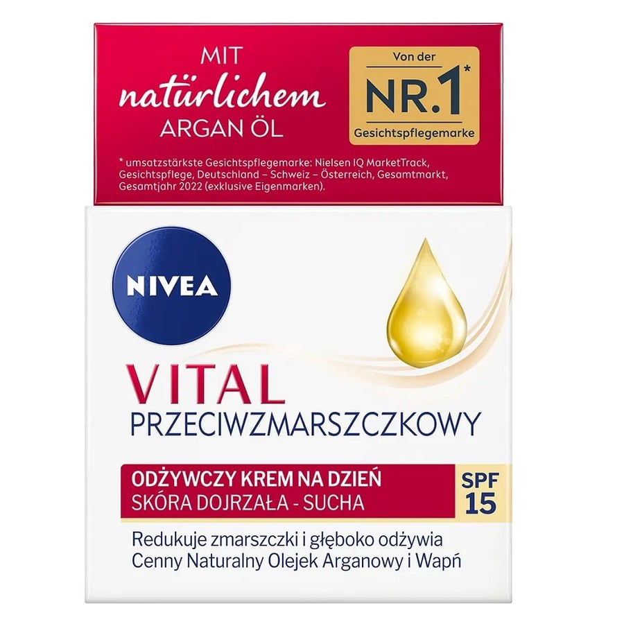 Nivea Vital Питательный дневной крем против морщин SPF15 50 мл
Nivea Vital Питательный дневной крем против морщин SPF15 50 мл