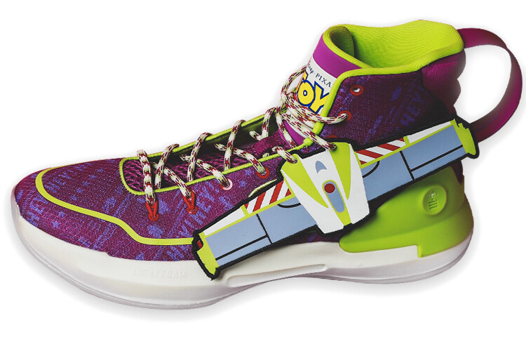 Баскетбольные кроссовки мужские высокие зеленые/фиолетовые Lining