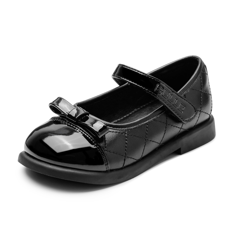 Низкие детские кожаные туфли для детей 3–7 лет BELLE, черный 
Низкие детские кожаные туфли для детей 3–7 лет BELLE, черный