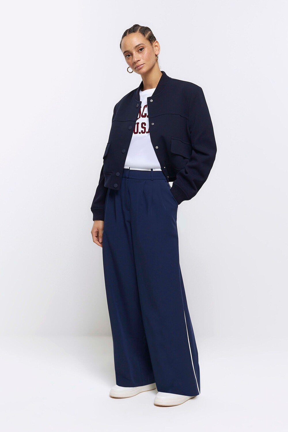 Брюки с контрастными полосками по бокам River Island, синий
Брюки с контрастными полосками по бокам River Island, синий