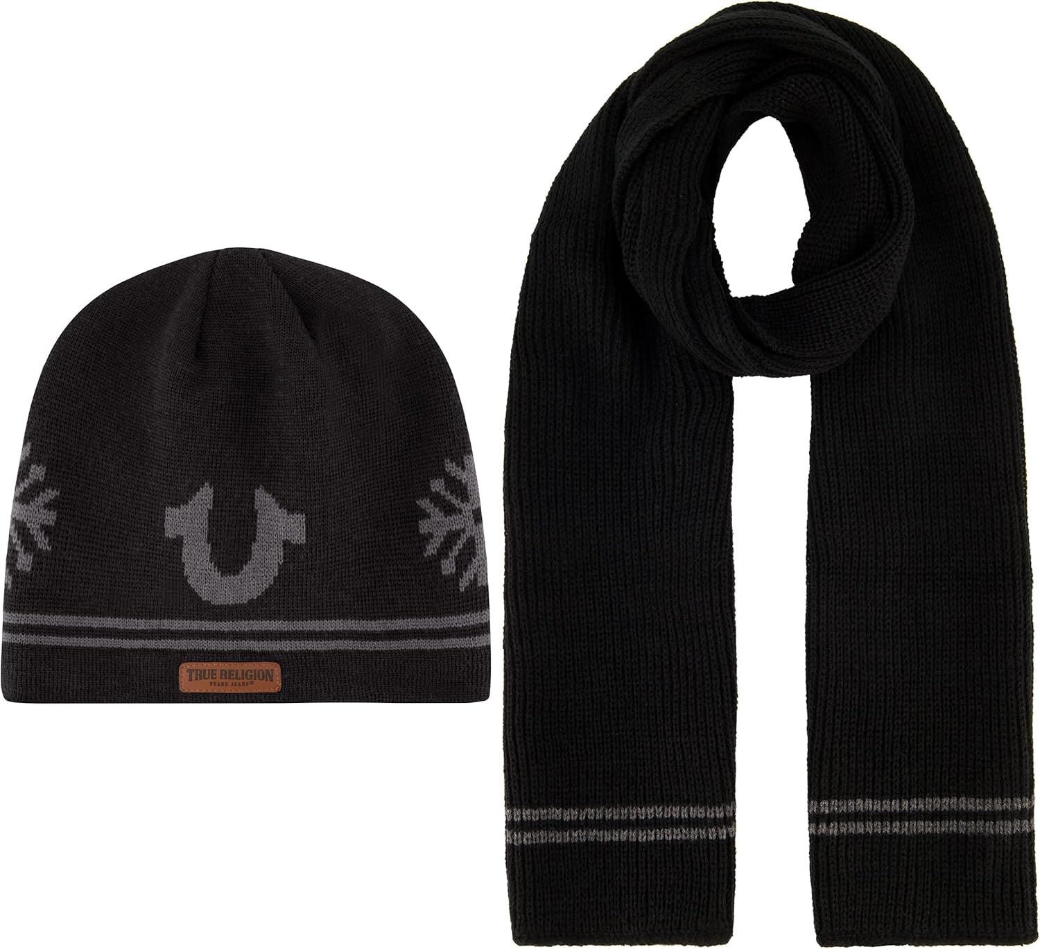 Женский комплект из шапки и шарфа True Religion, длинная зимняя вязаная шапка и шарф с полосками на концах, Black
Женский комплект из шапки и шарфа True Religion, длинная зимняя вязаная шапка и шарф с полосками на концах, Black