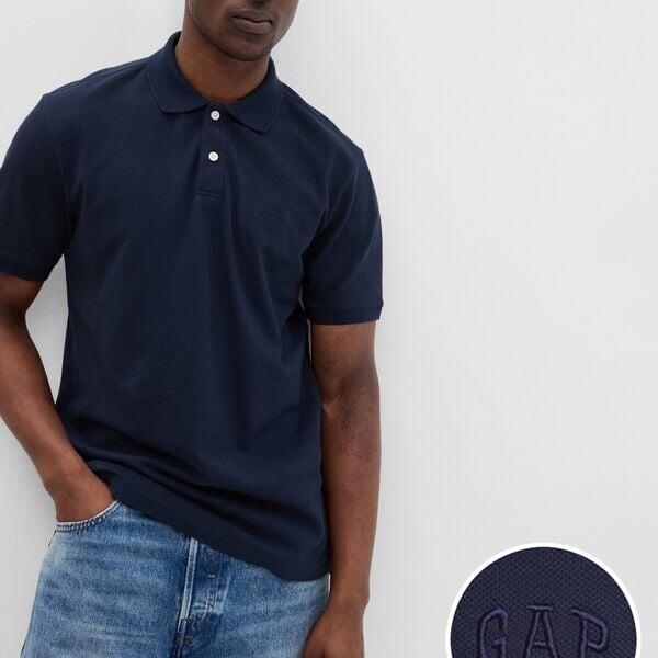 Рубашка-Поло из пике с вышитым логотипом Gap, синий
Рубашка-Поло из пике с вышитым логотипом Gap, синий