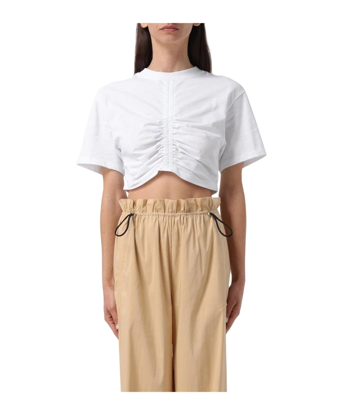 Укороченный топ с короткими рукавами Semicouture, белый
Укороченный топ с короткими рукавами Semicouture, белый