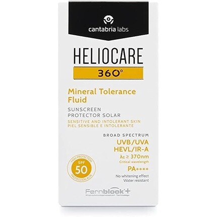 360 Mineral Tolerance Fluid Spf50 50 мл Минеральный солнцезащитный крем для лица Гипоаллергенная защита от солнца Шелковистая прозрачная отделка, Heliocare
360 Mineral Tolerance Fluid Spf50 50 мл Минеральный солнцезащитный крем для лица Гипоаллергенная защита от солнца Шелковистая прозрачная отделка, Heliocare