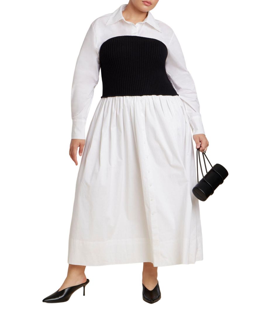 Женский свитер больших размеров, платье-рубашка два в одном ELOQUII, White black
Женский свитер больших размеров, платье-рубашка два в одном ELOQUII, White black