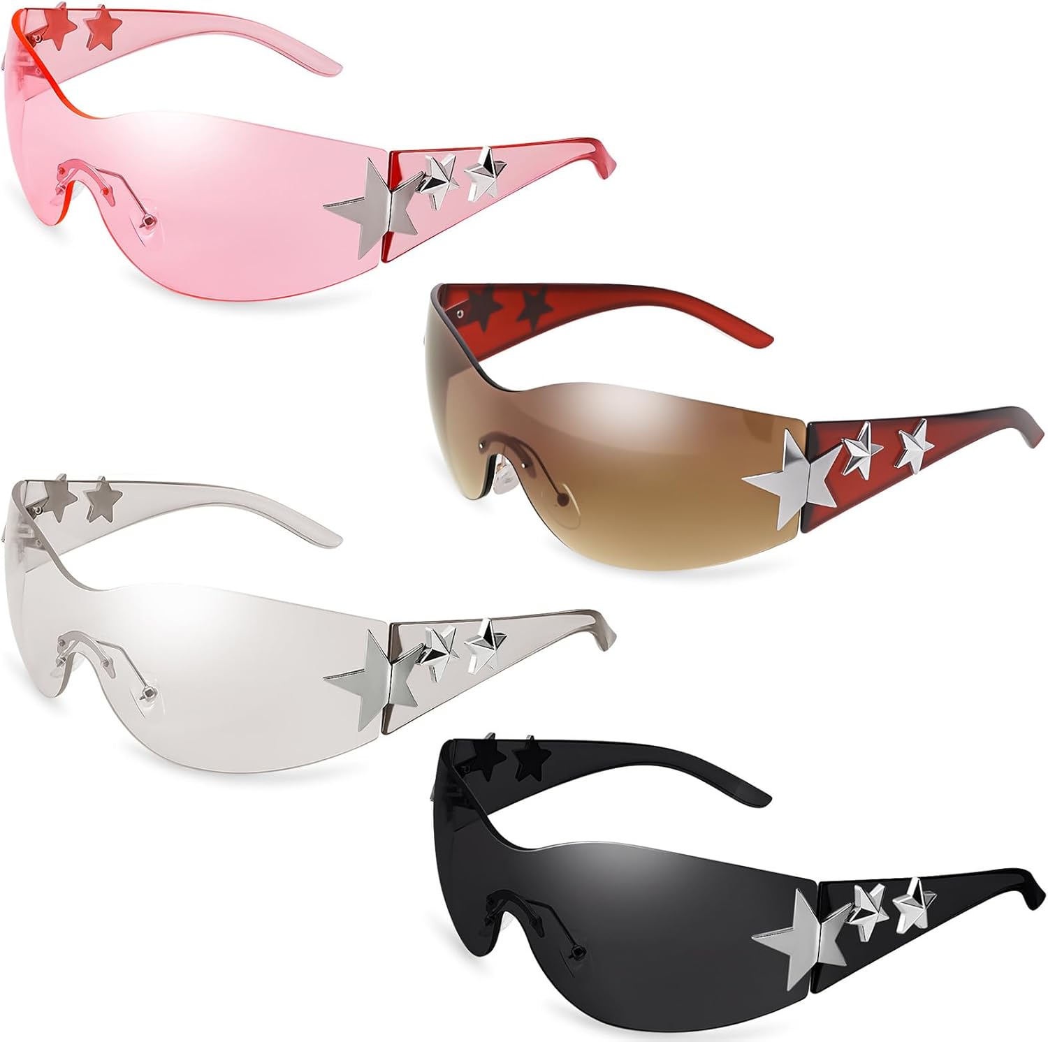 3 пары солнцезащитных очков Y2K для женщин и мужчин, модные солнцезащитные очки-щитки с обтекаемой формой, большие модные безрамочные очки Ovveroche, Black, Silver, Pink, Gradient Tan
3 пары солнцезащитных очков Y2K для женщин и мужчин, модные солнцезащитные очки-щитки с обтекаемой формой, большие модные безрамочные очки Ovveroche, Black, Silver, Pink, Gradient Tan