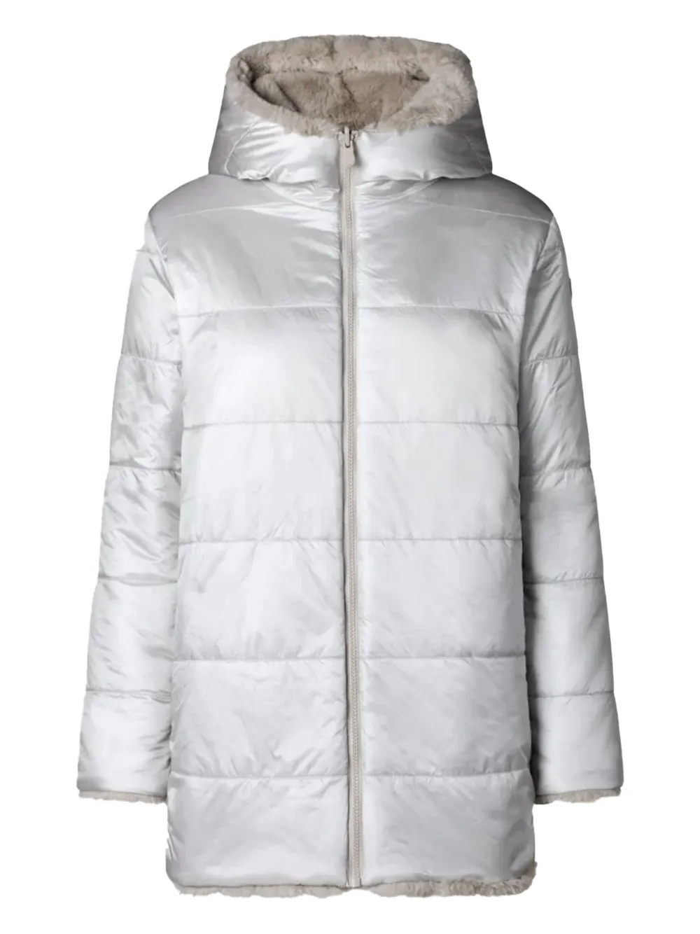 Стеганая шуба из искусственного меха с капюшоном Save The Duck, серый
Стеганая шуба из искусственного меха с капюшоном Save The Duck, серый