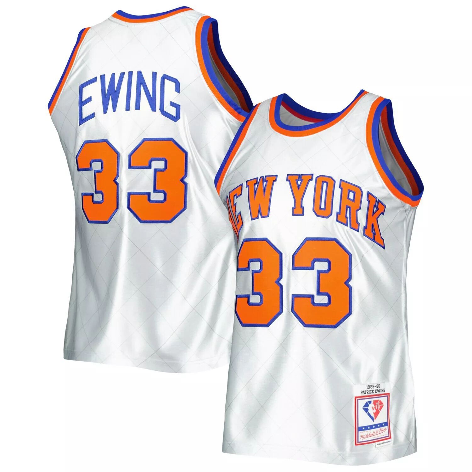 Мужская футболка Mitchell & Ness Патрик Юинг Platinum New York Knicks 1985-86 Hardwood Classics, посвященная 75-летию Swingman
Мужская футболка Mitchell & Ness Патрик Юинг Platinum New York Knicks 1985-86 Hardwood Classics, посвященная 75-летию Swingman