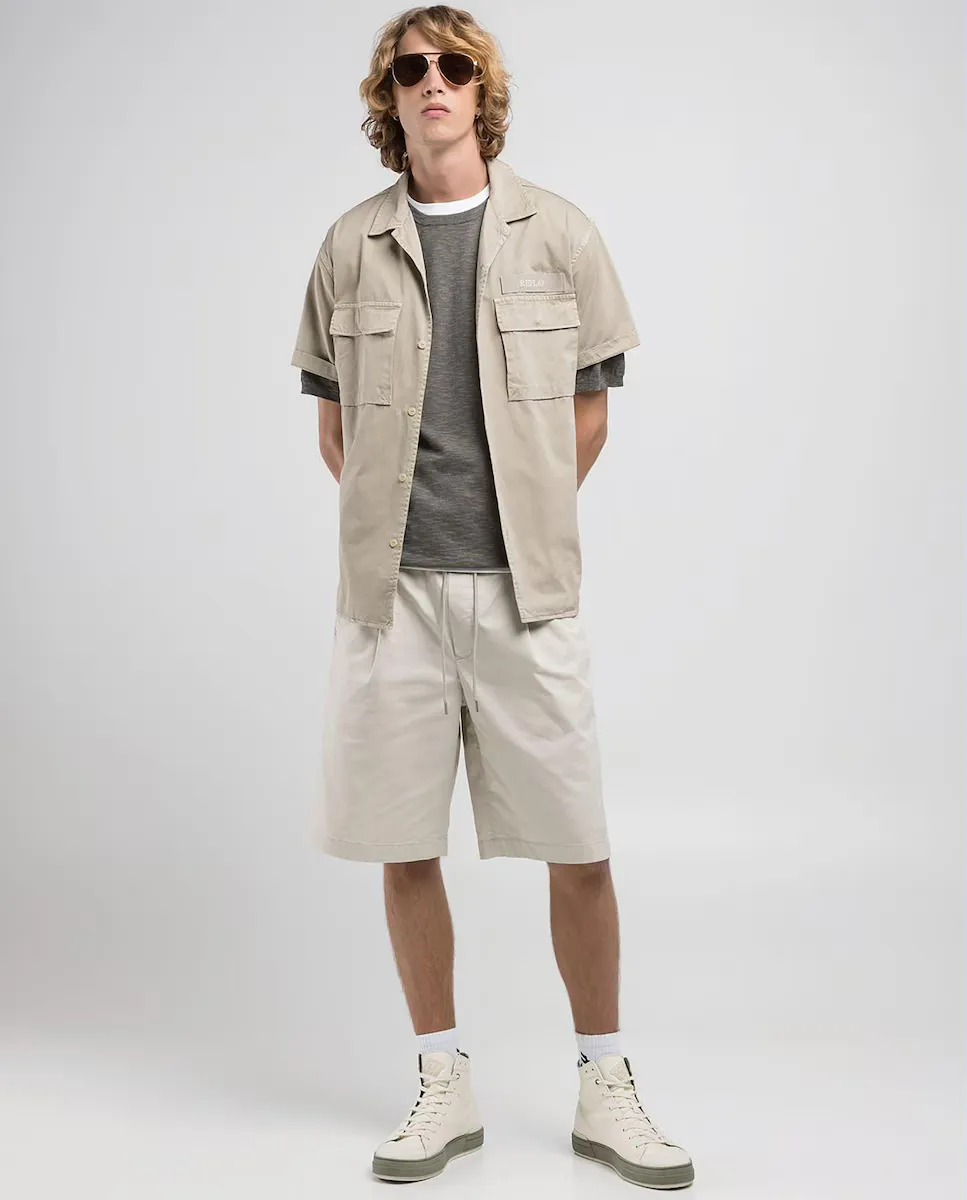 Мужские шорты-бермуды с регулируемым поясом из хлопка Replay, натуральный
Мужские шорты-бермуды с регулируемым поясом из хлопка Replay, натуральный