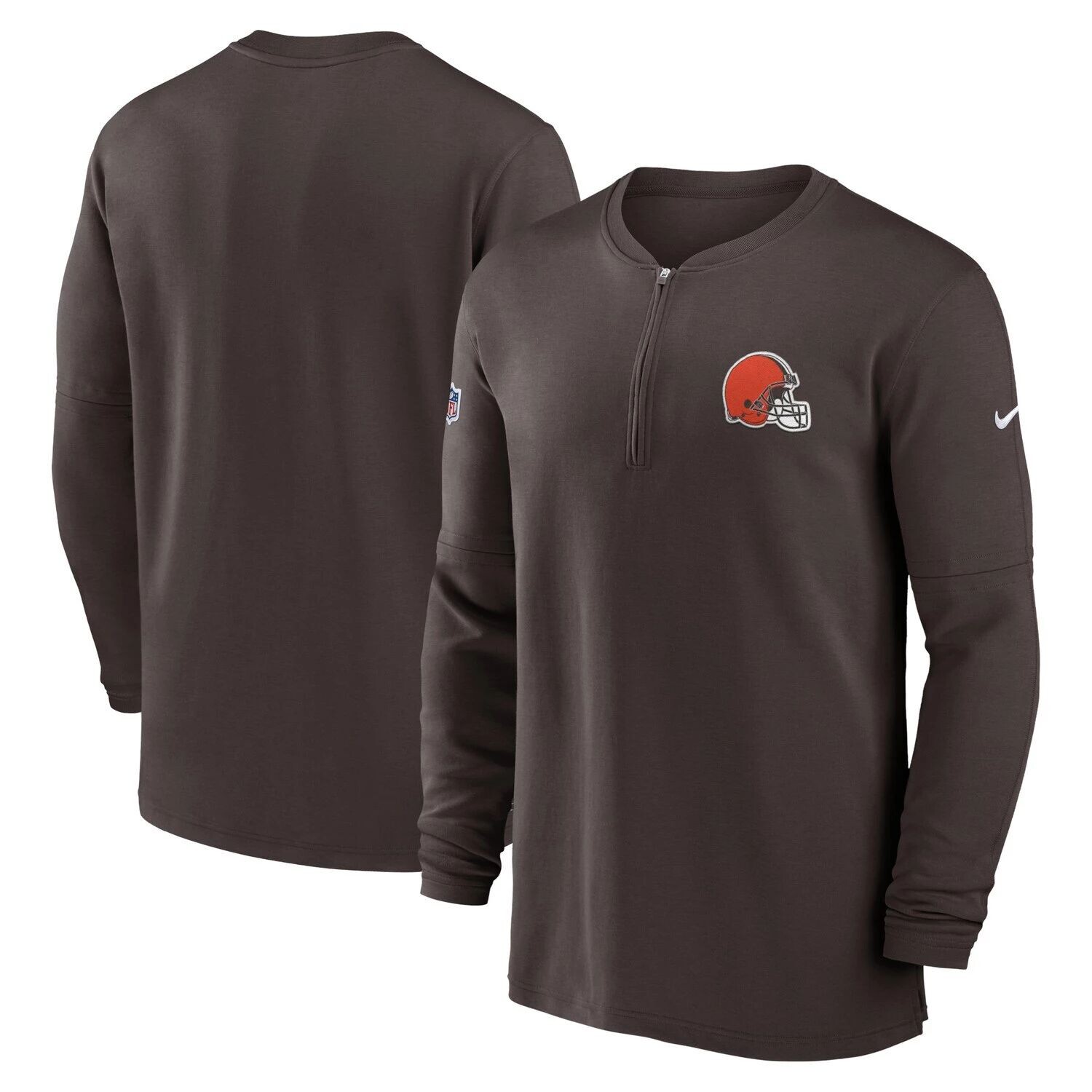 Мужской коричневый топ Cleveland Browns 2023 Sideline Performance с молнией четверти и длинными рукавами Nike
Мужской коричневый топ Cleveland Browns 2023 Sideline Performance с молнией четверти и длинными рукавами Nike