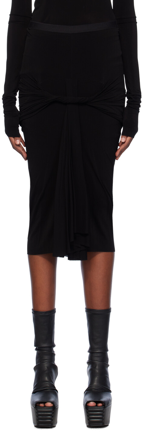 Черная юбка-миди с перекрученной икрой Rick Owens
Черная юбка-миди с перекрученной икрой Rick Owens